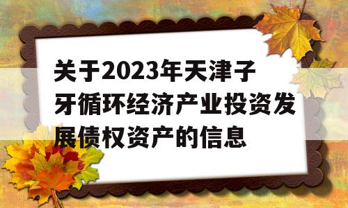 关于2023年天津子牙循环经济产业投资发展债权资产的信息