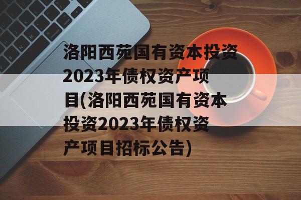 洛阳西苑国有资本投资2023年债权资产项目(洛阳西苑国有资本投资2023年债权资产项目招标公告)