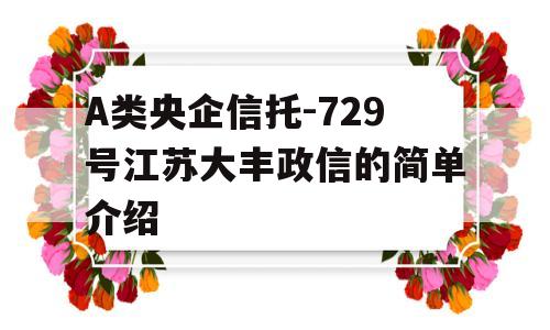 A类央企信托-729号江苏大丰政信的简单介绍