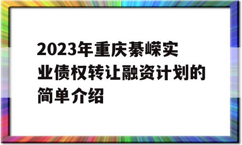 2023年重庆綦嵘实业债权转让融资计划的简单介绍