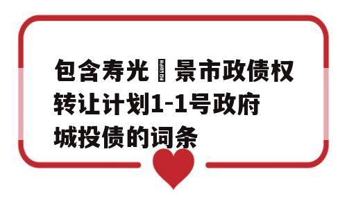 包含寿光昇景市政债权转让计划1-1号政府城投债的词条