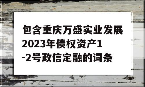 包含重庆万盛实业发展2023年债权资产1-2号政信定融的词条