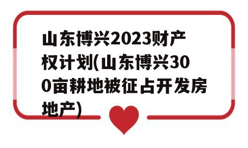 山东博兴2023财产权计划(山东博兴300亩耕地被征占开发房地产)