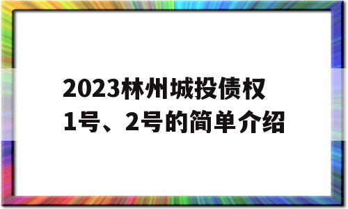 2023林州城投债权1号、2号的简单介绍