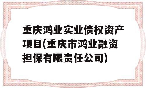 重庆鸿业实业债权资产项目(重庆市鸿业融资担保有限责任公司)