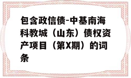 包含政信债-中基南海科教城（山东）债权资产项目（第X期）的词条