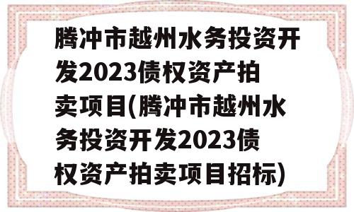 腾冲市越州水务投资开发2023债权资产拍卖项目(腾冲市越州水务投资开发2023债权资产拍卖项目招标)