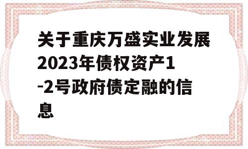 关于重庆万盛实业发展2023年债权资产1-2号政府债定融的信息