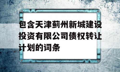 包含天津蓟州新城建设投资有限公司债权转让计划的词条