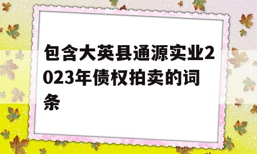 包含大英县通源实业2023年债权拍卖的词条