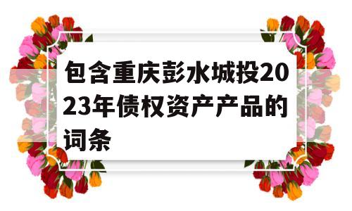 包含重庆彭水城投2023年债权资产产品的词条