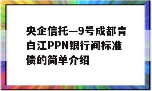 央企信托—9号成都青白江PPN银行间标准债的简单介绍