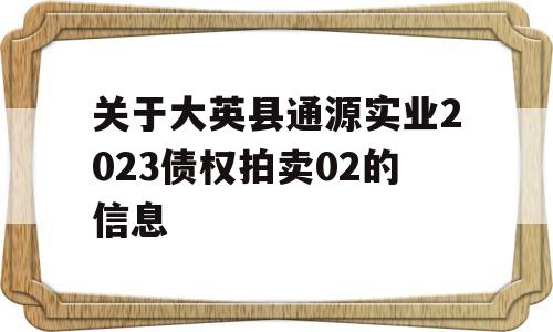 关于大英县通源实业2023债权拍卖02的信息