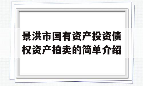 景洪市国有资产投资债权资产拍卖的简单介绍