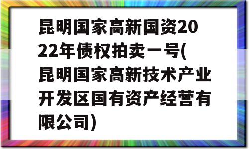 昆明国家高新国资2022年债权拍卖一号(昆明国家高新技术产业开发区国有资产经营有限公司)