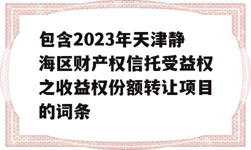 包含2023年天津静海区财产权信托受益权之收益权份额转让项目的词条