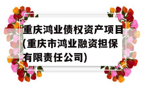 重庆鸿业债权资产项目(重庆市鸿业融资担保有限责任公司)