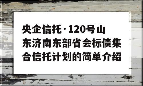 央企信托·120号山东济南东部省会标债集合信托计划的简单介绍