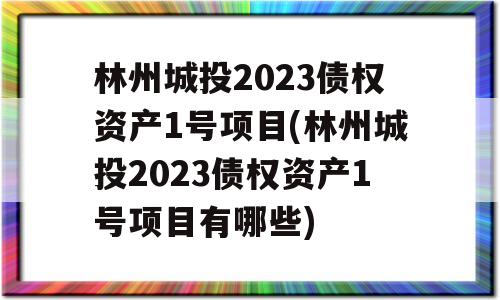 林州城投2023债权资产1号项目(林州城投2023债权资产1号项目有哪些)