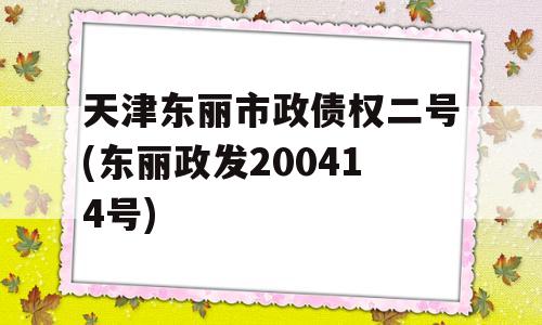 天津东丽市政债权二号(东丽政发200414号)