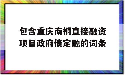 包含重庆南桐直接融资项目政府债定融的词条