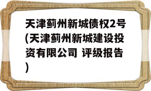 天津蓟州新城债权2号(天津蓟州新城建设投资有限公司 评级报告)