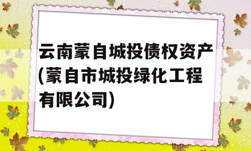 云南蒙自城投债权资产(蒙自市城投绿化工程有限公司)