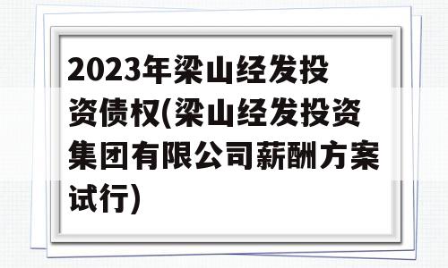 2023年梁山经发投资债权(梁山经发投资集团有限公司薪酬方案试行)