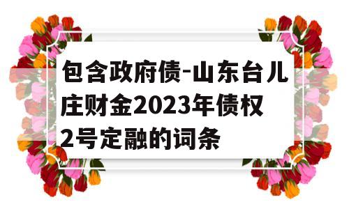 包含政府债-山东台儿庄财金2023年债权2号定融的词条