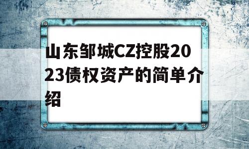 山东邹城CZ控股2023债权资产的简单介绍