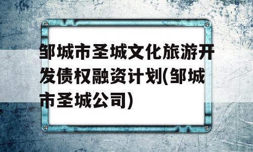 邹城市圣城文化旅游开发债权融资计划(邹城市圣城公司)