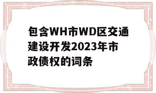 包含WH市WD区交通建设开发2023年市政债权的词条