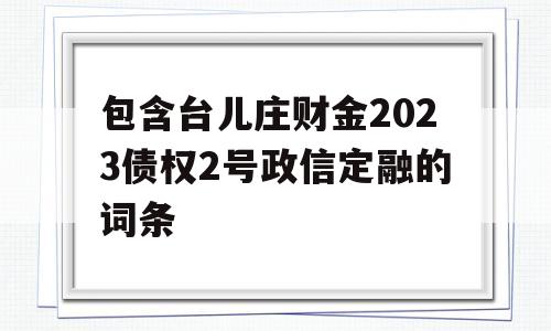 包含台儿庄财金2023债权2号政信定融的词条