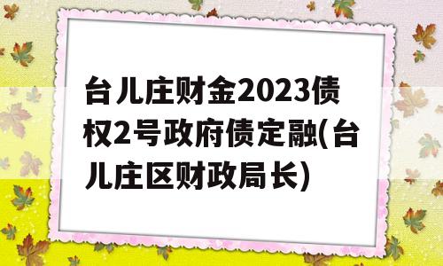 台儿庄财金2023债权2号政府债定融(台儿庄区财政局长)