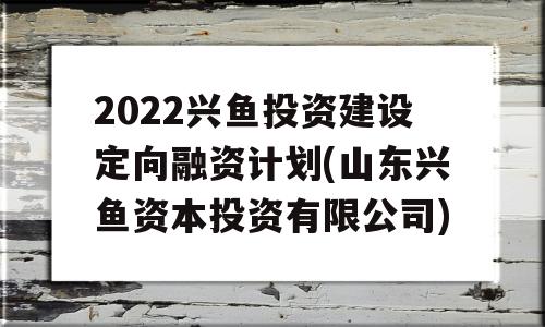 2022兴鱼投资建设定向融资计划(山东兴鱼资本投资有限公司)