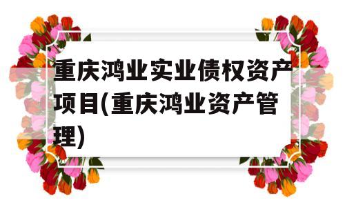 重庆鸿业实业债权资产项目(重庆鸿业资产管理)