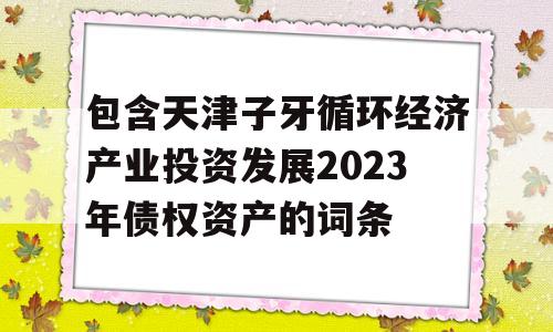 包含天津子牙循环经济产业投资发展2023年债权资产的词条