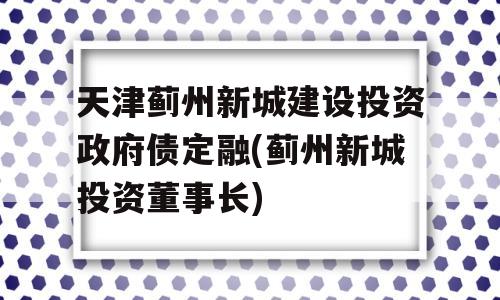 天津蓟州新城建设投资政府债定融(蓟州新城投资董事长)