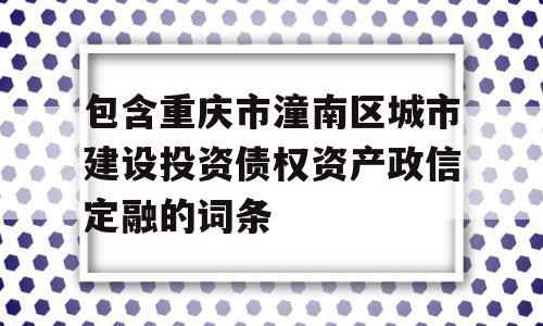 包含重庆市潼南区城市建设投资债权资产政信定融的词条