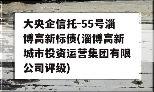 大央企信托-55号淄博高新标债(淄博高新城市投资运营集团有限公司评级)