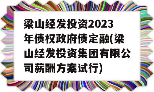 梁山经发投资2023年债权政府债定融(梁山经发投资集团有限公司薪酬方案试行)