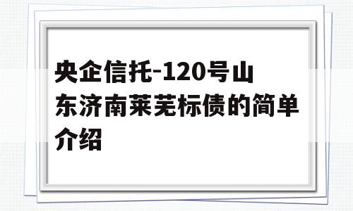 央企信托-120号山东济南莱芜标债的简单介绍