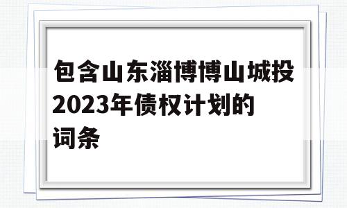 包含山东淄博博山城投2023年债权计划的词条