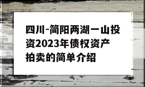 四川-简阳两湖一山投资2023年债权资产拍卖的简单介绍