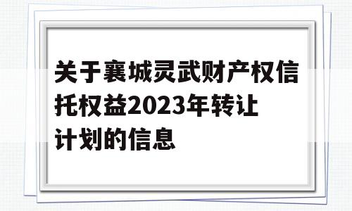 关于襄城灵武财产权信托权益2023年转让计划的信息