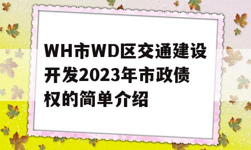 WH市WD区交通建设开发2023年市政债权的简单介绍