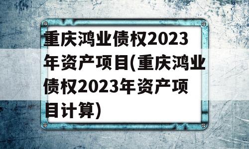 重庆鸿业债权2023年资产项目(重庆鸿业债权2023年资产项目计算)