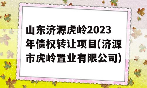 山东济源虎岭2023年债权转让项目(济源市虎岭置业有限公司)