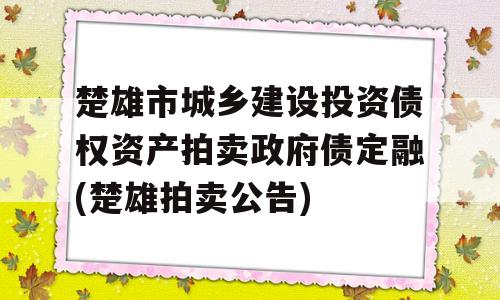 楚雄市城乡建设投资债权资产拍卖政府债定融(楚雄拍卖公告)