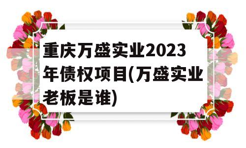 重庆万盛实业2023年债权项目(万盛实业老板是谁)